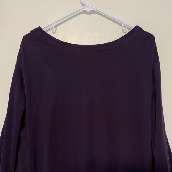 Lands' End Women's Plus Supima Micro Modal Split-Neck Tunic Shirt Top 3X Purple - Picture 5 of 9